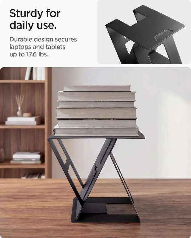 Alt view image 7 of 7 - Slim Fold Portable Standing Desk Laptop Stand Foldable Ergonomic Angle Lift Anti-Slip Compatible with MacBook Neo, MacBook Air, MacBook Pro 11"-16" and iPad/Air/Pro and More - Black (LD201-S10)