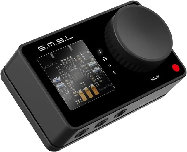 Main image of SMSL Nano ONE Pro External Sound Card Hi-Fi DSP Chip, Virtual 7.1 Surround Sound, 3.5mm Headphone Out & Mic In, Plug & Play Driverless (Black)