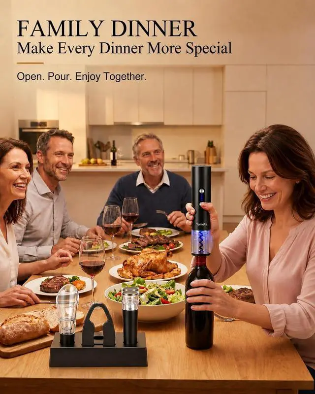 Alt view image 6 of 7 - Electric Opener Set With Base, Accessories Including Rechargeable Corkscrew, Aerator, Stoppers and Foil Cutter - Perfect Gifts for Wine Lovers
