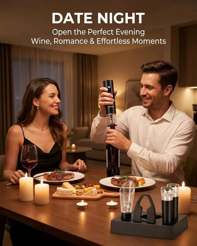 Alt view image 2 of 7 - Electric Opener Set With Base, Accessories Including Rechargeable Corkscrew, Aerator, Stoppers and Foil Cutter - Perfect Gifts for Wine Lovers