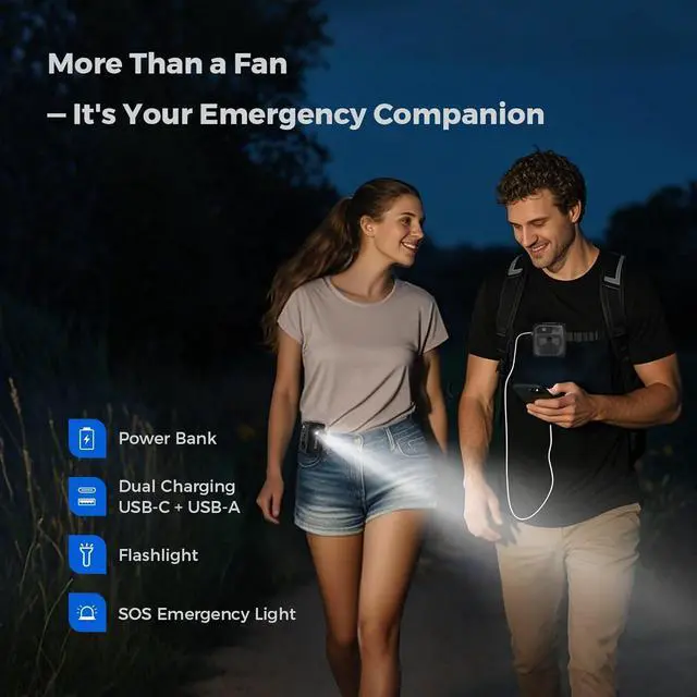 Alt view image 4 of 7 - Portable Waist Fan Rechargeable 10000mAh, 42 ft/s Max, 5 Speeds 16000RPM, Personal Cooling Wearable Clip Body Belt Shirt Fans, Hanging Neck Fan with Light (Red)