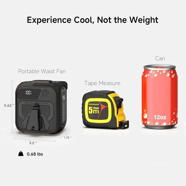 Alt view image 7 of 7 - Portable Waist Fan Rechargeable 10000mAh, 42 ft/s Max, 5 Speeds 16000RPM, Personal Cooling Wearable Clip Body Belt Shirt Fans, Hanging Neck Fan with Light (Red)