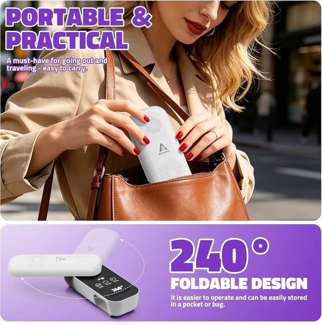 Alt view image 6 of 7 - Compact Cordless UV Nail Lamp 2-in-1 Gel Dryer & Nail Care Light with 4 Light Modes, Rotatable Panel & UV Protection Design, Portable LED Nail Light with Timer for Salon & Home