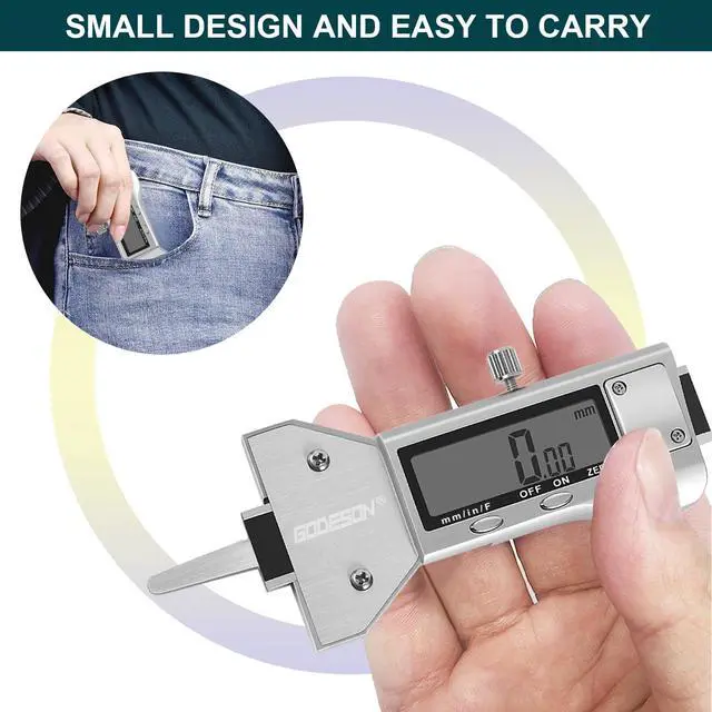 Alt view image 3 of 7 - Metal Digital Tire Tread Depth Gauge, LCD Display Tire Tread Depth Gauge with 3 Modes-Fractional Inch, Decimal Inch and Millimeter,Precision Professional Measuring for Motorcycle, Car, Trucks