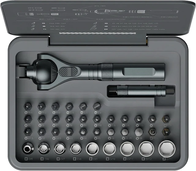 Main image of 40-in-1 Magnetic Ratchet Screwdriver Set Detachable Handle, 180° Ratchet Head & 45-Tooth Mechanism, Magnetic Tool Kit with Case for Computer & Electronics Repair, Ideal for Home & DIY