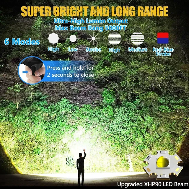 Alt view image 2 of 7 - 1,000,000 Lumen Rechargeable Spotlight 6-Mode LED Spotlight Flashlight As Seen on TV with Tripod, 3 Color Filters, Super Bright Solar Outdoor Handheld Spot Light for Hunting & Boating, XXXL