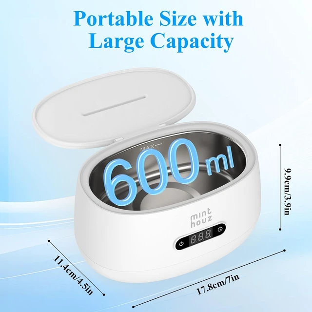 Alt view image 6 of 7 - 40kHz Ultrasonic Jewelry Cleaner Machine 5 Cleaning Modes, Professional Sterling Silver Sonic Cleaner for Jewelry, Watch Strap, Eyeglass, Ring & Dentures Cleaning