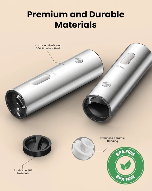 Alt view image 5 of 7 - Electric Salt and Pepper Grinder Set with Rechargeable Base Upgraded Large Capacity Refillable Pepper Mill Set, LED Light & Adjustable Coarseness, Ideal for Kitchen, Outdoor, BBQ & Gift Giving