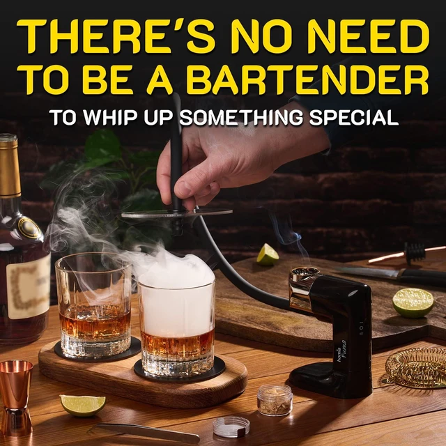 Alt view image 3 of 7 - Cocktail Smoker Kit Whiskey Smoker & Smoke Infuser Starter Kit, 12 PCS, Smoker Machine with Accessories & Wood Chips, Indoor Smoker, Gift for Men