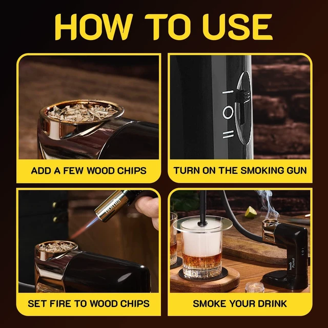 Alt view image 6 of 7 - Cocktail Smoker Kit Whiskey Smoker & Smoke Infuser Starter Kit, 12 PCS, Smoker Machine with Accessories & Wood Chips, Indoor Smoker, Gift for Men
