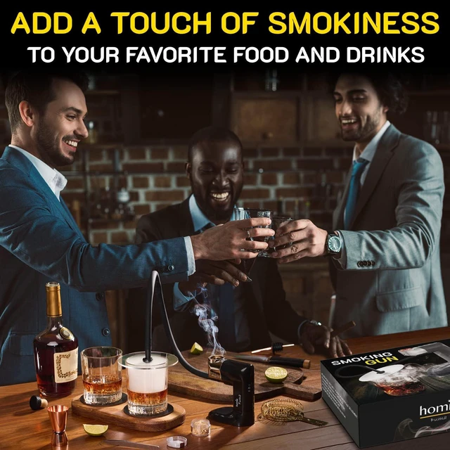 Alt view image 7 of 7 - Cocktail Smoker Kit Whiskey Smoker & Smoke Infuser Starter Kit, 12 PCS, Smoker Machine with Accessories & Wood Chips, Indoor Smoker, Gift for Men