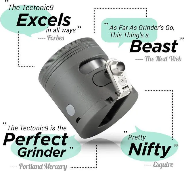 Alt view image 3 of 7 - - Tectonic9 Herb Grinder Automatic Electric Herbal Spice Dispenser Large 2.5" Aluminum Alloy (Grey), For Home & Kitchen Only