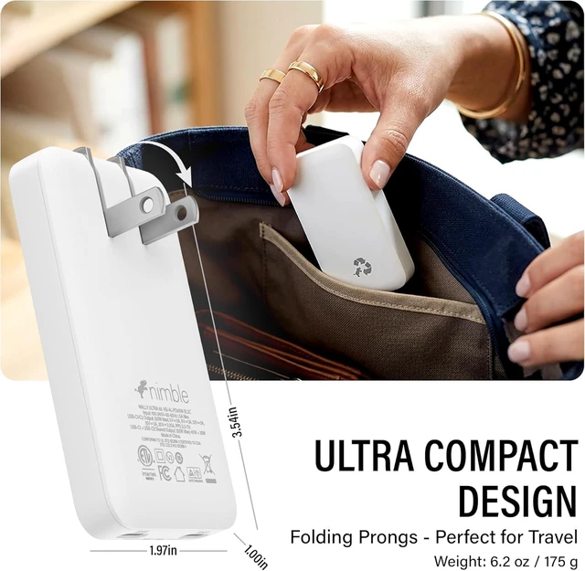 Alt view image 5 of 7 - 65W Ultra Flat Wall Charger with Dual USB-C Slim Fast Travel Power Adapter for MacBook, iPhone 17/16/15/14/13 Pro Max, Samsung Galaxy, Pixel, Laptops, Kindle, iPad, AirPods & Tablets