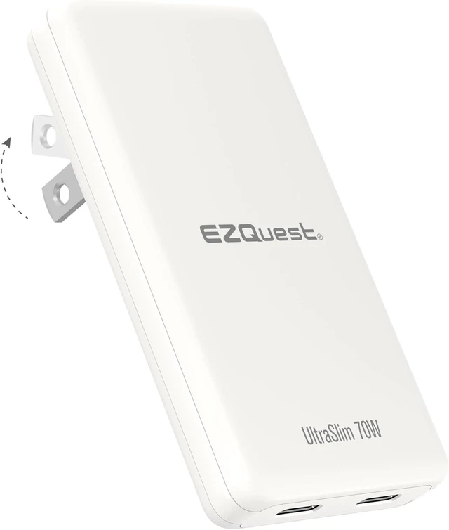 Main image of 70W GaN II UltraSlim Dual USB-C PD Wall Charger Compact Flat Plug with Foldable Design, Intelligent Power Allocation & Fast Charging for Laptops & Phones - White