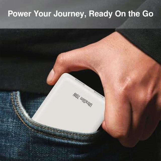 Alt view image 4 of 5 - 70W GaN II UltraSlim Dual USB-C PD Wall Charger Compact Flat Plug with Foldable Design, Intelligent Power Allocation & Fast Charging for Laptops & Phones - White