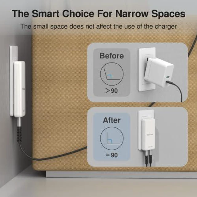 Alt view image 2 of 5 - 70W GaN II UltraSlim Dual USB-C PD Wall Charger Compact Flat Plug with Foldable Design, Intelligent Power Allocation & Fast Charging for Laptops & Phones - White
