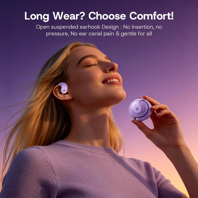 Alt view image 2 of 7 - Open-Ear Wireless Bluetooth Earbuds with Air Conduction & Over-Ear Hooks Headphones that Don't Go in Your Ear, with Surroundings Awareness