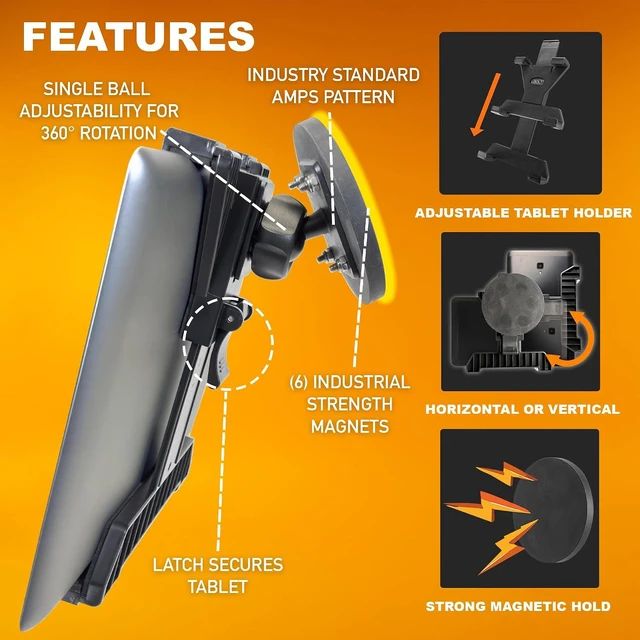 Alt view image 2 of 7 - TabDock MagDock Heavy-Duty Magnetic Mount for 7-11 Inch Tablets Great for Fridges, Restaurants, Automotive, Workout Equipment or Any Magnetic Metal Surface