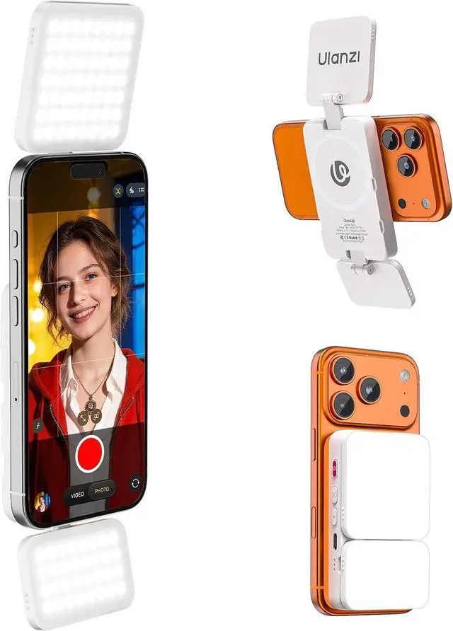 Main image of GL01 Magnetic Selfie Light for Phone Top & Bottom Dual LED Fill Lights with Extendable Rod Dimmable 2500K-6500K Portable Video Vlog Light for iPhone 17 Pro Size & Below Not for Pro Max White