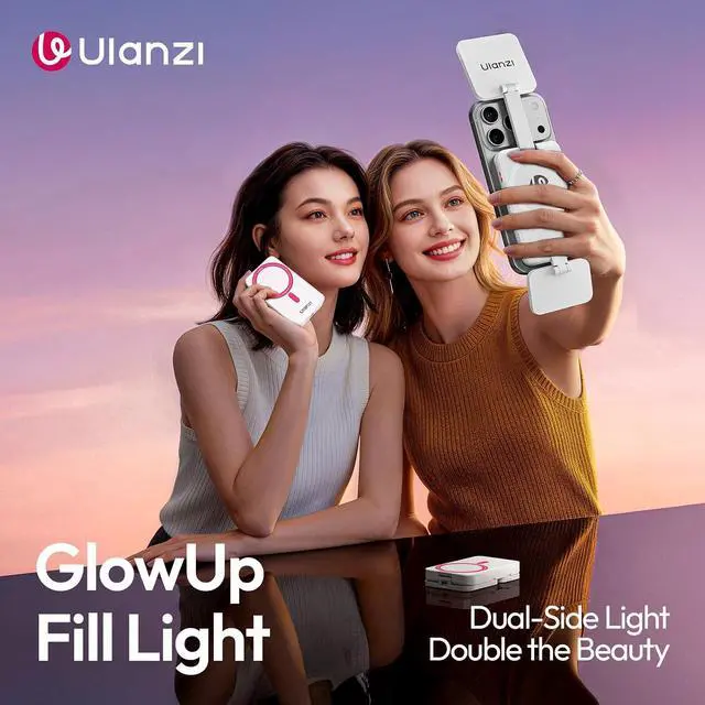 Alt view image 2 of 7 - GL01 Magnetic Selfie Light for Phone Top & Bottom Dual LED Fill Lights with Extendable Rod Dimmable 2500K-6500K Portable Video Vlog Light for iPhone 17 Pro Size & Below Not for Pro Max White