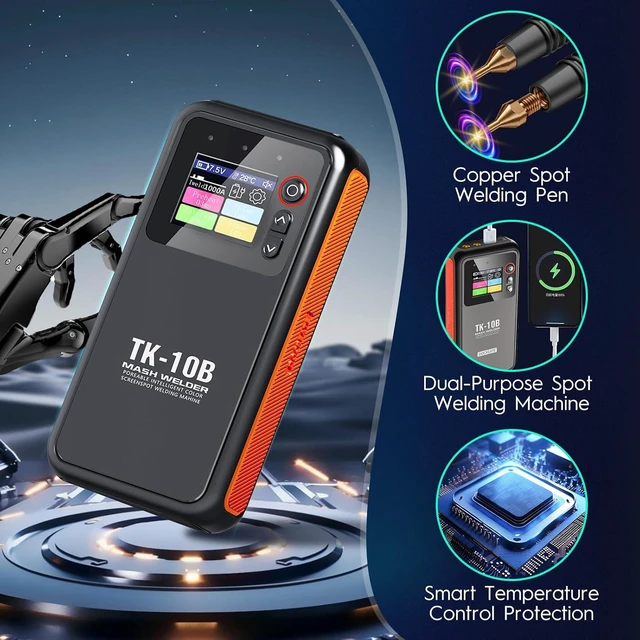 Alt view image 4 of 7 - Portable Battery Spot Welder with 1.8" Visual Display & Continuous Welding 0.1MM-0.25MM for Phone Battery Repair, Nickel Strip, Iron & Stainless Steel
