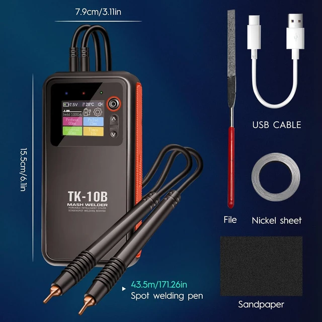 Alt view image 7 of 7 - Portable Battery Spot Welder with 1.8" Visual Display & Continuous Welding 0.1MM-0.25MM for Phone Battery Repair, Nickel Strip, Iron & Stainless Steel