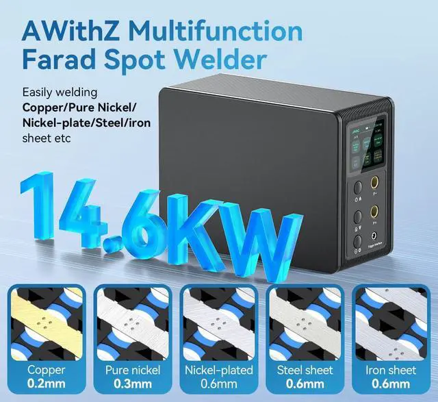 Alt view image 2 of 7 - 14.6 KW Capacitor Battery Spot Welder, Spot Welder, 2-in-1 Automatic & Foot Pedal Two Modes Battery Farad Welding Equipment for 18650/LiFePO4 Lithium Battery Pack Building (P20B)