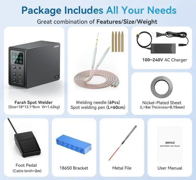 Alt view image 7 of 7 - 14.6 KW Capacitor Battery Spot Welder, Spot Welder, 2-in-1 Automatic & Foot Pedal Two Modes Battery Farad Welding Equipment for 18650/LiFePO4 Lithium Battery Pack Building (P20B)
