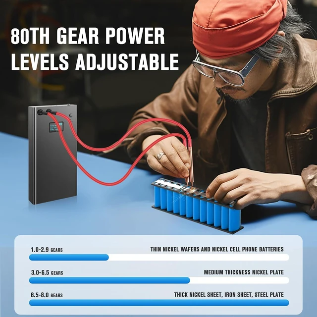 Alt view image 7 of 7 - Battery Spot Welder Kit with LCD Color Screen 7500mAh Mini Spot Welding Machine with 80 Adjustable Power Levels