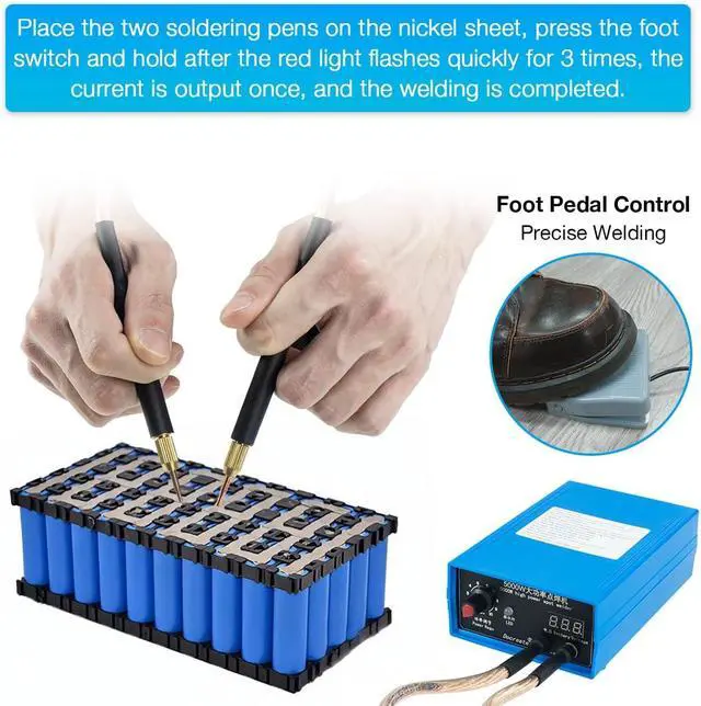 Alt view image 2 of 7 - 5000W Battery Spot Welder, Portable Adjustable Spot Welding Machine for 18650 Lithium Batteries, Welding Nickel Sheets 0.1-0.25mm