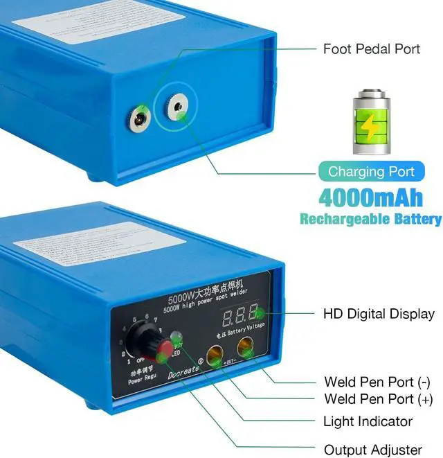 Alt view image 5 of 7 - 5000W Battery Spot Welder, Portable Adjustable Spot Welding Machine for 18650 Lithium Batteries, Welding Nickel Sheets 0.1-0.25mm