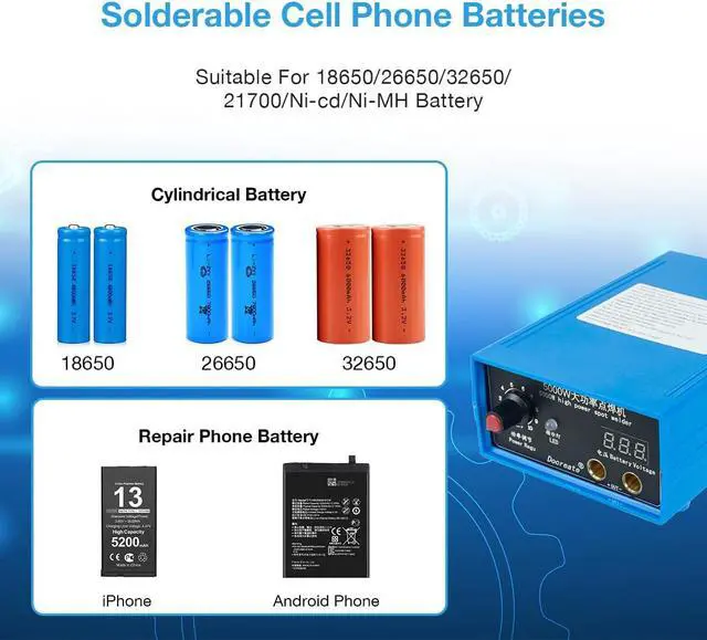 Alt view image 6 of 7 - 5000W Battery Spot Welder, Portable Adjustable Spot Welding Machine for 18650 Lithium Batteries, Welding Nickel Sheets 0.1-0.25mm