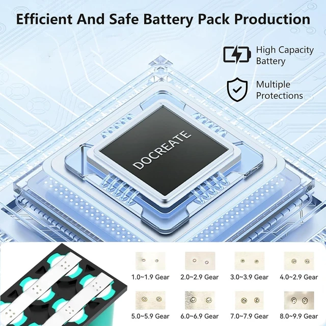 Alt view image 3 of 6 - 8000mAh Portable Handheld Battery Spot Welder with LCD Screen 99-Gear Adjustable Machine, Pulse 0.1mm-0.25mm for Iron, Stainless Steel, Nickel Strip & 18650 Battery Pack