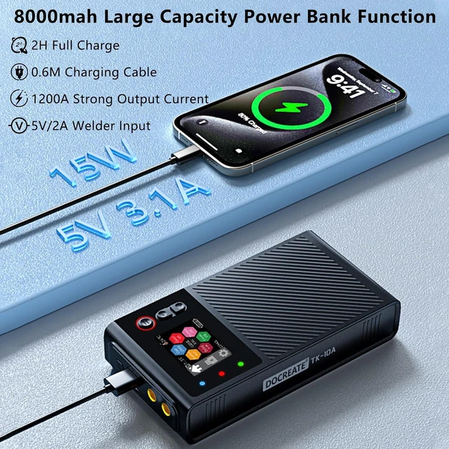 Alt view image 5 of 6 - 8000mAh Portable Handheld Battery Spot Welder with LCD Screen 99-Gear Adjustable Machine, Pulse 0.1mm-0.25mm for Iron, Stainless Steel, Nickel Strip & 18650 Battery Pack