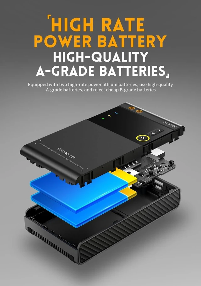 Alt view image 3 of 6 - FNRSI 5000mAh Handheld Battery Spot Welder with Double Pulse & 4 Combination Gears Adjustable 0.1MM-0.25MM for Iron/Stainless Steel/Nickel Strip/18650 Battery Pack