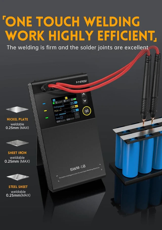 Alt view image 6 of 6 - FNRSI 5000mAh Handheld Battery Spot Welder with Double Pulse & 4 Combination Gears Adjustable 0.1MM-0.25MM for Iron/Stainless Steel/Nickel Strip/18650 Battery Pack