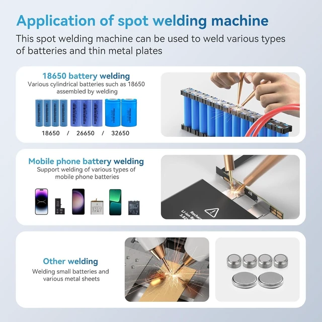 Alt view image 2 of 7 - 11000mAh Mini Battery Spot Welder with 1.5" LCD, 99 Gears for 18650 Batteries