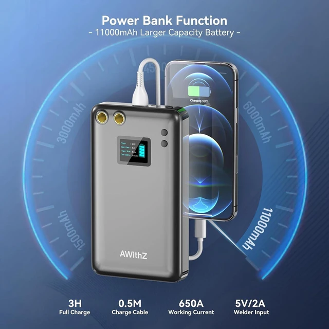 Alt view image 5 of 7 - 11000mAh Mini Battery Spot Welder with 1.5" LCD, 99 Gears for 18650 Batteries