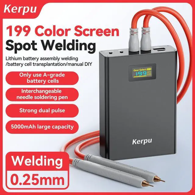 Alt view image 2 of 7 - Battery Spot Welder, 2'' LCD Screen 5000mAh 18650 Spot Welder Pocket Size Upgraded Enhanced 199 Gears Adjustable Portable Mini Spot Welder with Nickel Sheet For Making Battery Packs