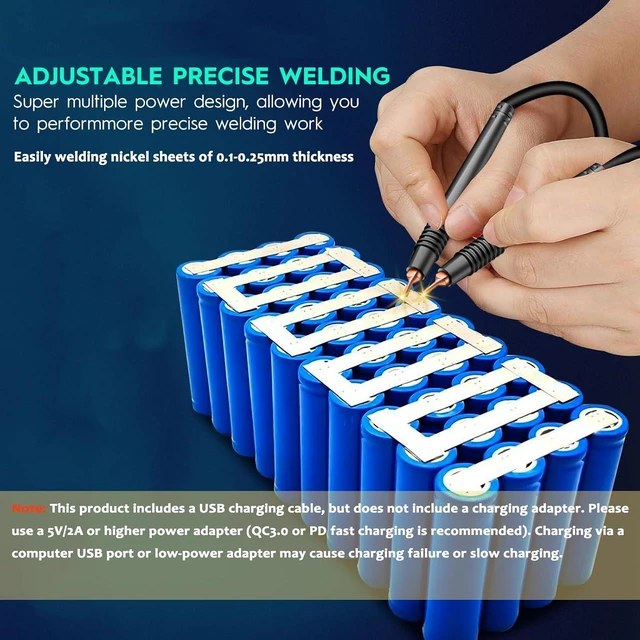 Alt view image 6 of 7 - Portable Battery Spot Welder with 1.8" Visual Display & Continuous Welding 0.1MM-0.25MM for Phone Battery Repair, Nickel Strip, Iron & Stainless Steel