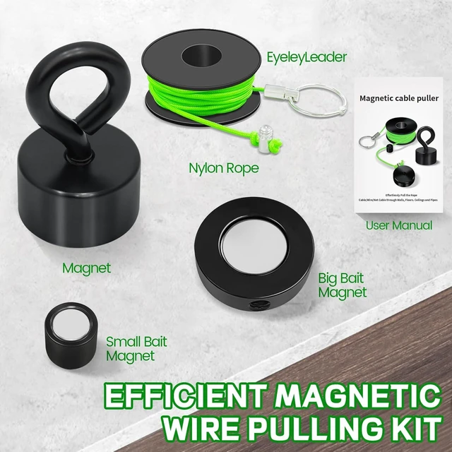 Alt view image 2 of 7 - Magnetic Wire Puller Kit with Strong Magnet Efficient Fish Tape for Running Wires, Coaxial & Electrical Cables Behind Walls, Indoor/Outdoor Wiring Tool