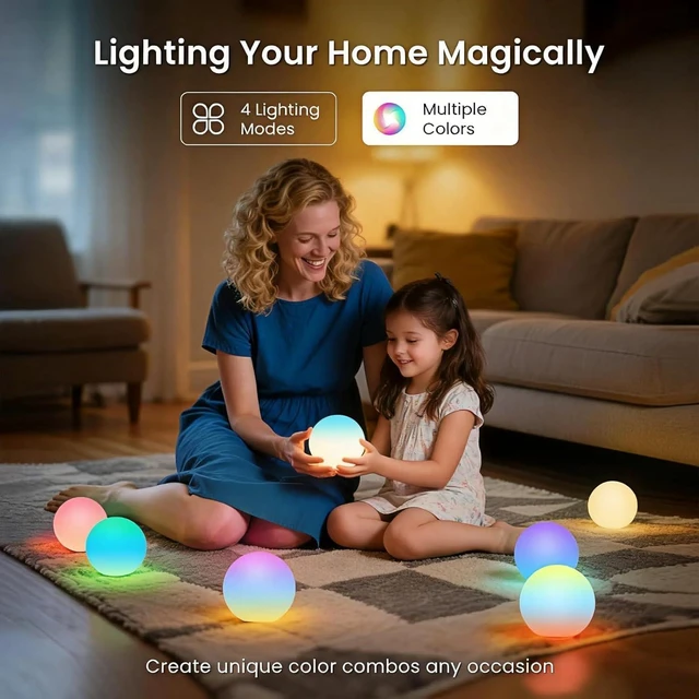 Alt view image 3 of 7 - Rechargeable 3-Inch LED Ball Light with 16 Colors & 4 Modes Waterproof Floating Pool Light for Bathtub, Decorative Lighting & Gift, 4 Pack