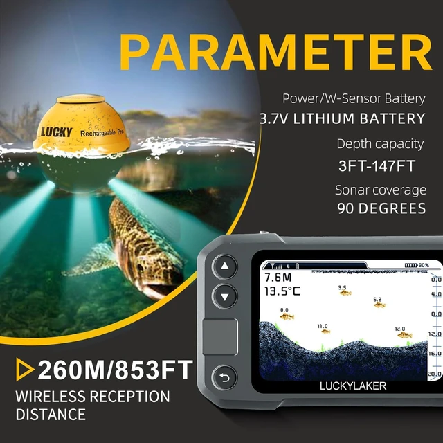 Alt view image 3 of 7 - MT-202 Portable Wireless Fish Finder with Transducer Rechargeable Handheld Sonar Depth Finder for Kayak, Boat & Fishing