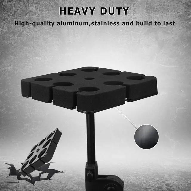 Alt view image 6 of 7 - Multi Microphone Holder Holds Up to 8 Mics, with 3/8"-16 Threaded Adapter, Ideal Mics Holder for Stage Organization and Display, Aluminum, Black