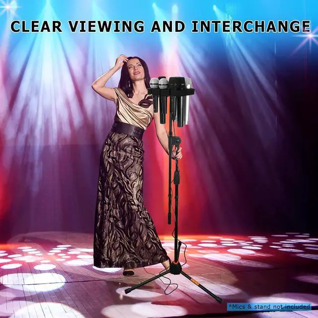 Alt view image 3 of 7 - Multi Microphone Holder Holds Up to 8 Mics, with 3/8"-16 Threaded Adapter, Ideal Mics Holder for Stage Organization and Display, Aluminum, Black