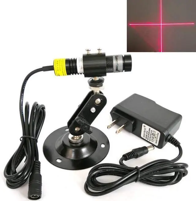 Main image of Red Cross Line Light Cross Hair Module Generator Projector Placement Position Guide for Wood Stone Screen Printing Heat Press Cloth Fabric Cutting Alignment (+AC-DC adpter+Holder, Red Cross)