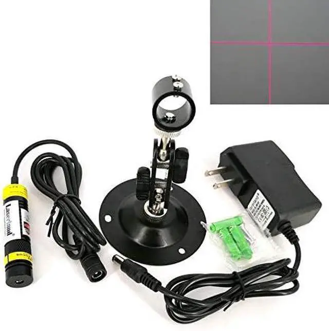 Alt view image 4 of 6 - Red Cross Line Light Cross Hair Module Generator Projector Placement Position Guide for Wood Stone Screen Printing Heat Press Cloth Fabric Cutting Alignment (+AC-DC adpter+Holder, Red Cross)
