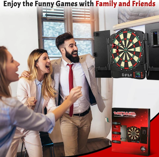 Alt view image 6 of 6 - Electronic Dartboard Cabinet with LED Scoreboard Digital Soft Tip Set with 40 Games & 420 Variants, 6 Darts, 100 Tips