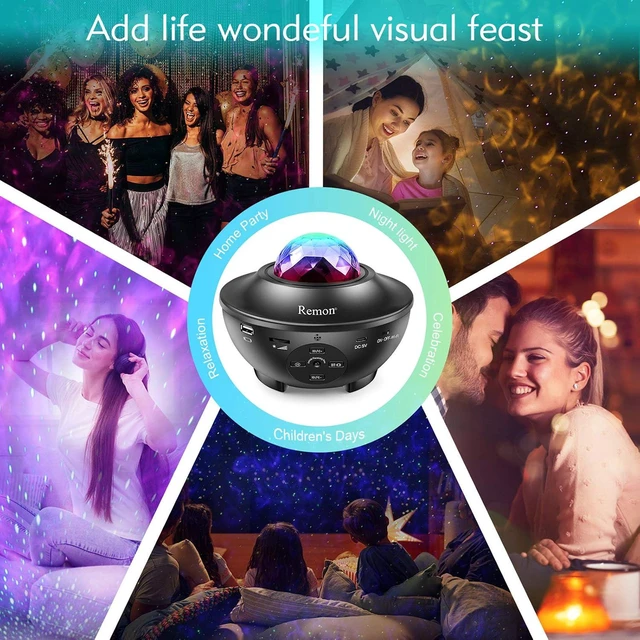 Alt view image 6 of 7 - Star & Galaxy Projector Smart Night Light with 10 Colors, Ocean Wave & Starry Scene Works with Alexa & Google Home, Bluetooth Music Speaker, Valentine Gift for Kids Bedroom