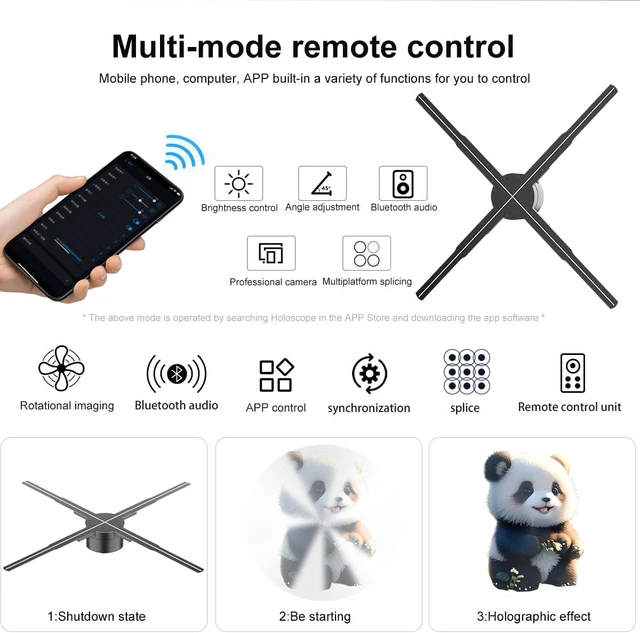 Alt view image 4 of 7 - 22 Inch 3D Hologram Fan with 2000*1356PX Resolution & 678 HD LED Beads Holographic Advertising Projector with APP, Bluetooth Audio & WIFI (56CM)